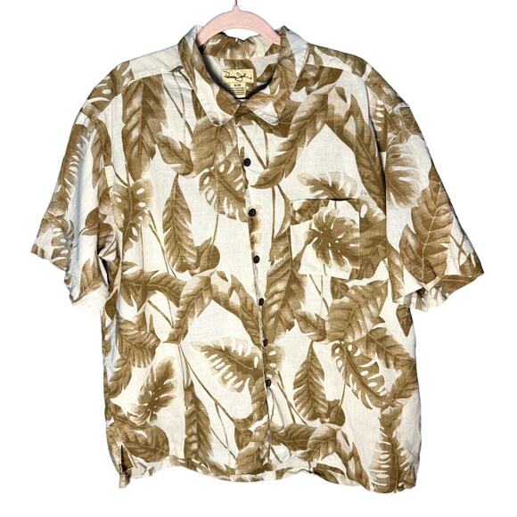 Panama Jack Other - Panama Jack Men's Brown & White Short Sleeve Button Up Tropical Leaves XL Shirt
